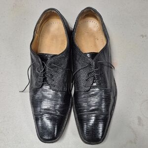 Black Leather Men's Dress Shoes lizard